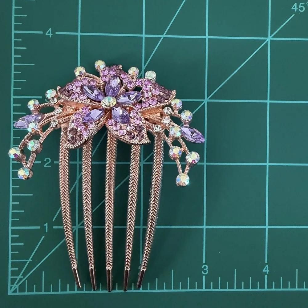 Womens Rhinestone Crystal Wedding Flower Hair Comb Clip Hairpin Bridal Jewelry